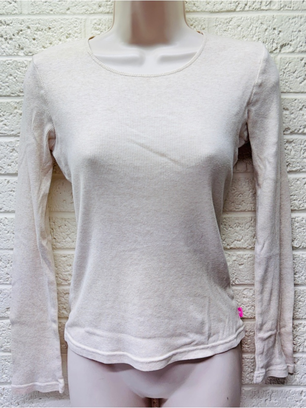 VTG‼ Y2K 2000s ABERCROMBIE & FITCH Sz M Beige Ribbed Long Sleeve Bella Swan • G‼